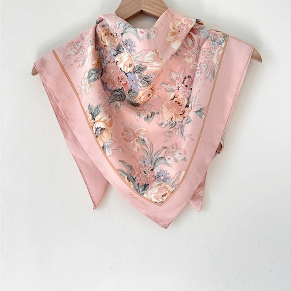 Ralph Lauren Accessories - 1980s Vintage Ralph Lauren Silk Rose Scarf